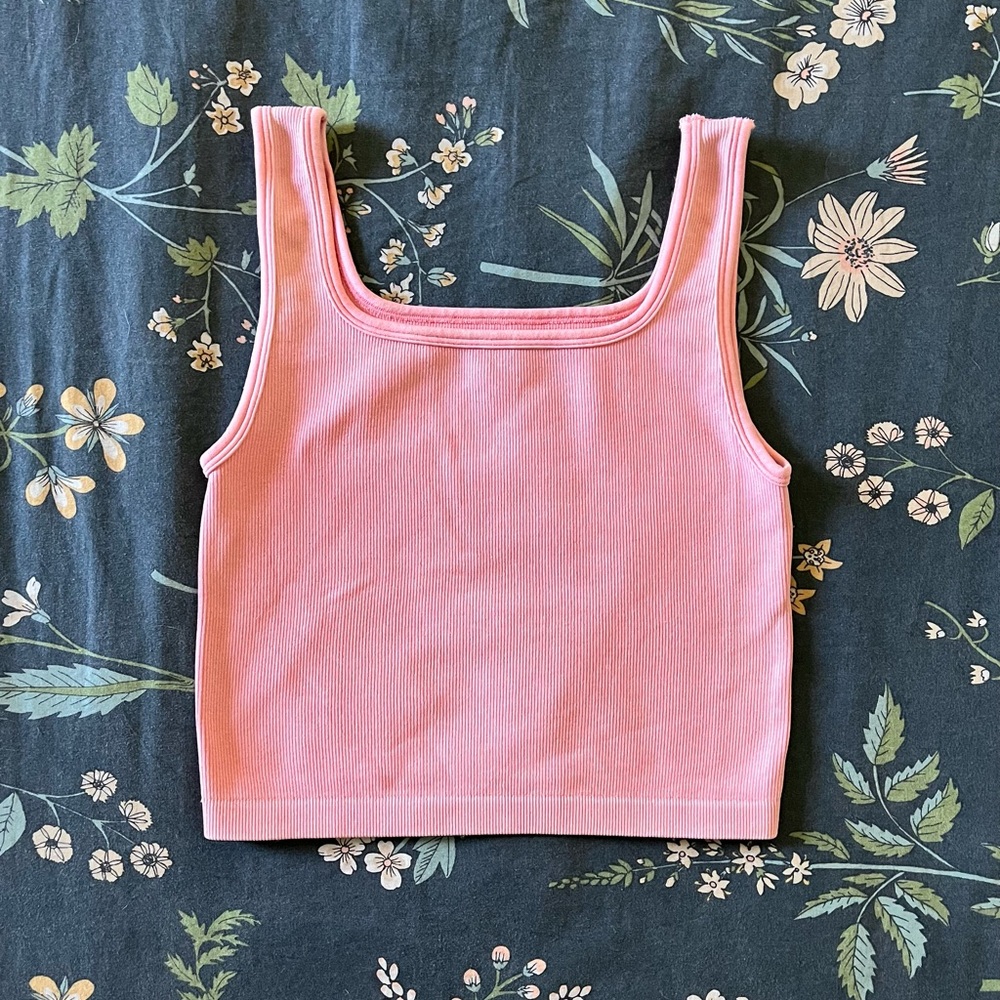 Intimately Free People Stretchy Ribbed Tank Top Pink / Coral M/L